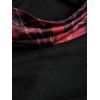 Women Outfit Plaid Panel Long Sleeve Hooded Top and Grommet Pants Set - Noir S | US 4