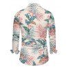 Chemise de vacances pour homme, imprimé floral et feuilles, à manches longues et boutonnée - Rose 5XL