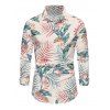 Chemise de vacances pour homme, imprimé floral et feuilles, à manches longues et boutonnée - Rose 5XL