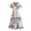 Robe de vacances à imprimé floral et feuilles, robe à manches évasées fendues - Rose XXL | US 14