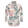 Vacation Couple Outfit Floral Leaf Print Dress Slit Flare Sleeve Dress and Shirt Set - Rose S | US 4