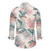Vacation Couple Outfit Floral Leaf Print Dress Slit Flare Sleeve Dress and Shirt Set - Rose S | US 4