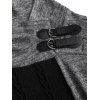 Women Outfit Colorblock Cable Knit Buckle Hooded Dress and Earrings Lace Up Boots Set - Noir S | US 4