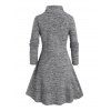 Women Outfit Colorblock Cable Knit Buckle Hooded Dress and Earrings Lace Up Boots Set - Noir S | US 4