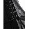 Women Outfit Colorblock Cable Knit Buckle Hooded Dress and Earrings Lace Up Boots Set - Noir S | US 4