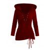 Women Outfit Lace Up Cinched Hoodie Top and Grommet Pants Set - Rouge Vineux S | US 4