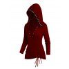 Women Outfit Lace Up Cinched Hoodie Top and Grommet Pants Set - Rouge Vineux S | US 4