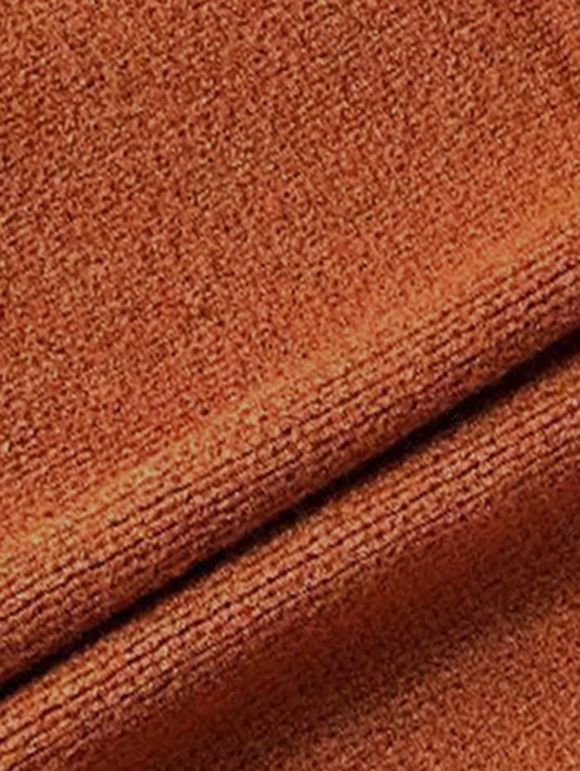 Pull à imprimé géométrique vintage, col roulé, manches longues - Rouge brique S | US 4