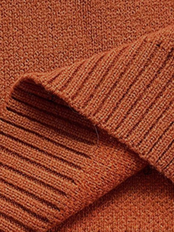 Pull à imprimé géométrique vintage, col roulé, manches longues - Rouge brique S | US 4