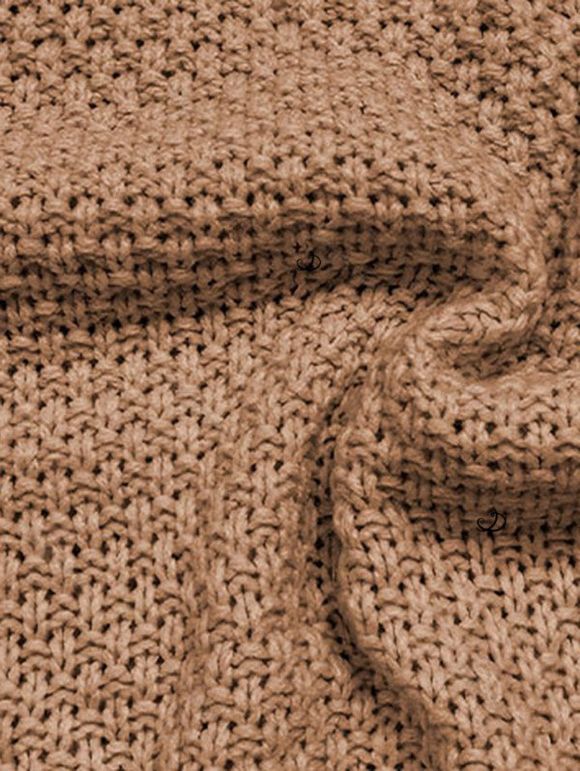 Pull en maille torsadée de couleur unie, pull à manches longues et épaules tombantes - café L | US 8