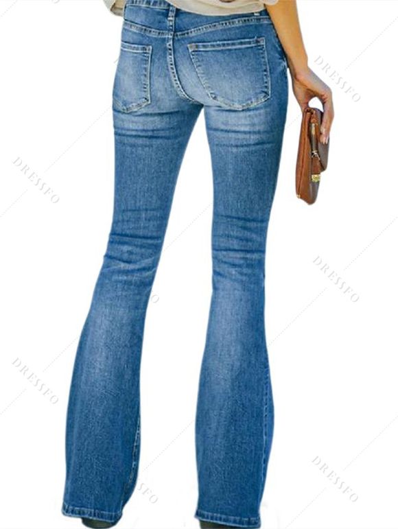 Jean évasé taille haute avec poche et braguette boutonnée, pantalon long en denim - Bleu Toile de Jean L | US 8
