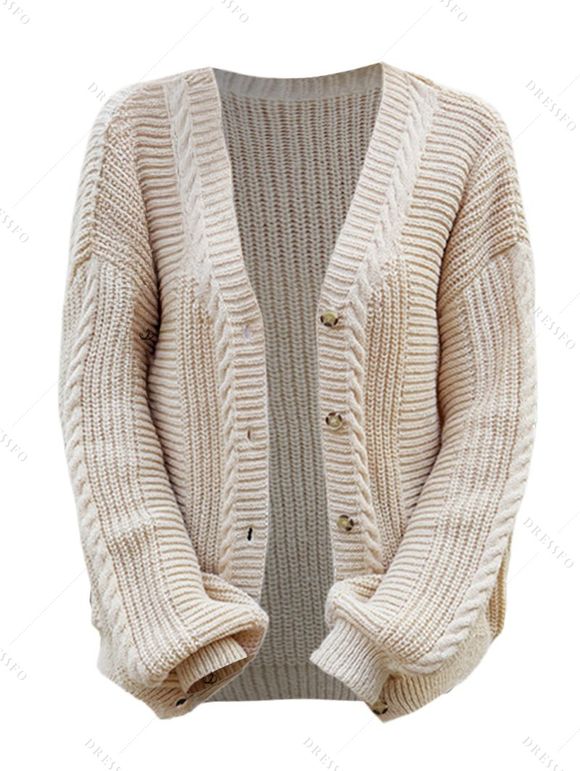 Pull cardigan texturé de couleur unie, ouvert sur le devant, épaules tombantes - Abricot XL | US 10