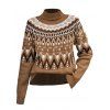 Pull à imprimé géométrique vintage, col roulé, manches longues - café lumière XL | US 10