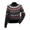 Pull à imprimé géométrique vintage, col roulé, manches longues - Noir M | US 6