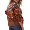 Pull à imprimé géométrique vintage, col roulé, manches longues - Rouge brique XL | US 10