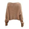 Pull en maille torsadée de couleur unie, pull à manches longues et épaules tombantes - café L | US 8
