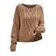 Pull en maille torsadée de couleur unie, pull à manches longues et épaules tombantes - café L | US 8
