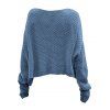 Pull en maille torsadée de couleur unie, pull à manches longues et épaules tombantes - Bleu gris XL | US 10
