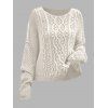 Pull en maille torsadée de couleur unie, pull à manches longues et épaules tombantes - Abricot M | US 6