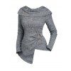 Haut asymétrique Space Dye à manches longues et faux boutons repliables avec anneau en O - Gris Clair S | US 4