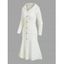 Robe pull à capuche en tricot torsadé de couleur unie, robe à capuche boutonnée à manches longues - Blanc de Crème S | US 4