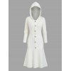 Robe pull à capuche en tricot torsadé de couleur unie, robe à capuche boutonnée à manches longues - Blanc de Crème S | US 4
