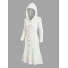 Robe pull à capuche en tricot torsadé de couleur unie, robe à capuche boutonnée à manches longues - Blanc de Crème S | US 4