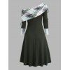 Robe à carreaux en maille torsadée, col cintrée, manches longues et lacets - Vert profond S | US 4