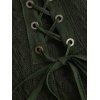 Robe à carreaux en maille torsadée, col cintrée, manches longues et lacets - Vert profond S | US 4