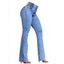 Jean push-up évasé avec poches à boutons élastiques et pantalon long en denim - Bleu Toile de Jean XL | US 10