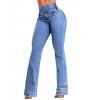 Jean push-up évasé avec poches à boutons élastiques et pantalon long en denim - Bleu Toile de Jean XL | US 10