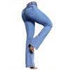 Jean push-up évasé avec poches à boutons élastiques et pantalon long en denim - Bleu Toile de Jean XL | US 10