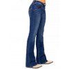 Women Outfit Cut Out Cold Shoulder Long Sleeve Top and Topstitching Flare Jeans Set - Bleu S | US 4