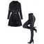 Women Outfit Long Open Front Knit Belted Draped Cardigan Coat and Lace Up Pants Set - Noir S | US 4