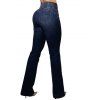 Jean push-up évasé avec poches à boutons élastiques et pantalon long en denim - Bleu profond L | US 8