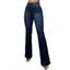 Jean push-up évasé avec poches à boutons élastiques et pantalon long en denim - Bleu Toile de Jean XL | US 10