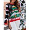 Pull à manches longues imprimé sapin de Noël, lettres et flocons de neige - Noir L | US 8