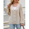 Pull cardigan texturé de couleur unie, ouvert sur le devant, épaules tombantes - Abricot XL | US 10