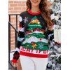 Pull à manches longues imprimé sapin de Noël, lettres et flocons de neige - Noir L | US 8