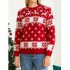Pull de Noël à manches longues et imprimé flocon de neige et élan colorblock - Rouge XXL | US 12