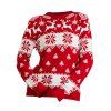 Pull de Noël à manches longues et imprimé flocon de neige et élan colorblock - Rouge XXL | US 12