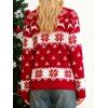 Pull de Noël à manches longues et imprimé flocon de neige et élan colorblock - Rouge XXL | US 12