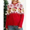 Pull de Noël colorblock ours avec chapeau imprimé flocon de neige haut à manches longues - Rouge M | US 6