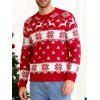Pull de Noël pour homme, haut à manches longues, imprimé élan et flocon de neige, colorblock - Rouge XXL | US 12