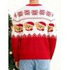 Pull de Noël pour homme, motif ours colorblock avec chapeau et haut imprimé flocon de neige - Rouge XXL | US 12