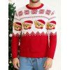 Pull de Noël pour homme, motif ours colorblock avec chapeau et haut imprimé flocon de neige - Rouge XXL | US 12