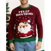 Pull de Noël pour homme, colorblock, imprimé Père Noël et flocons de neige, haut à manches longues - Rouge foncé XXL | US 12