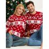Christmas Outfit Elk Snowflake Print Long Sleeve Couple Sweater - Rouge S | US 4