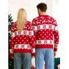 Christmas Outfit Elk Snowflake Print Long Sleeve Couple Sweater - Rouge S | US 4