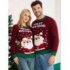 Christmas Couple Outfit Colorblock Santa Claus Letter Snowflake Print Couple Sweater - Rouge foncé S | US 4
